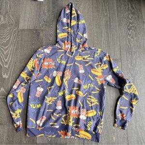 H&M Divided Yum Hot Dog Fries Hooded Sweatshirt in Navy Size XL
